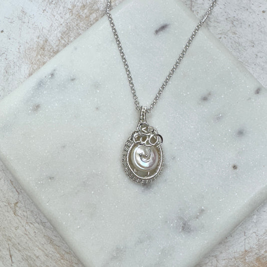 Coin Pearl Small Woven Silver Necklace