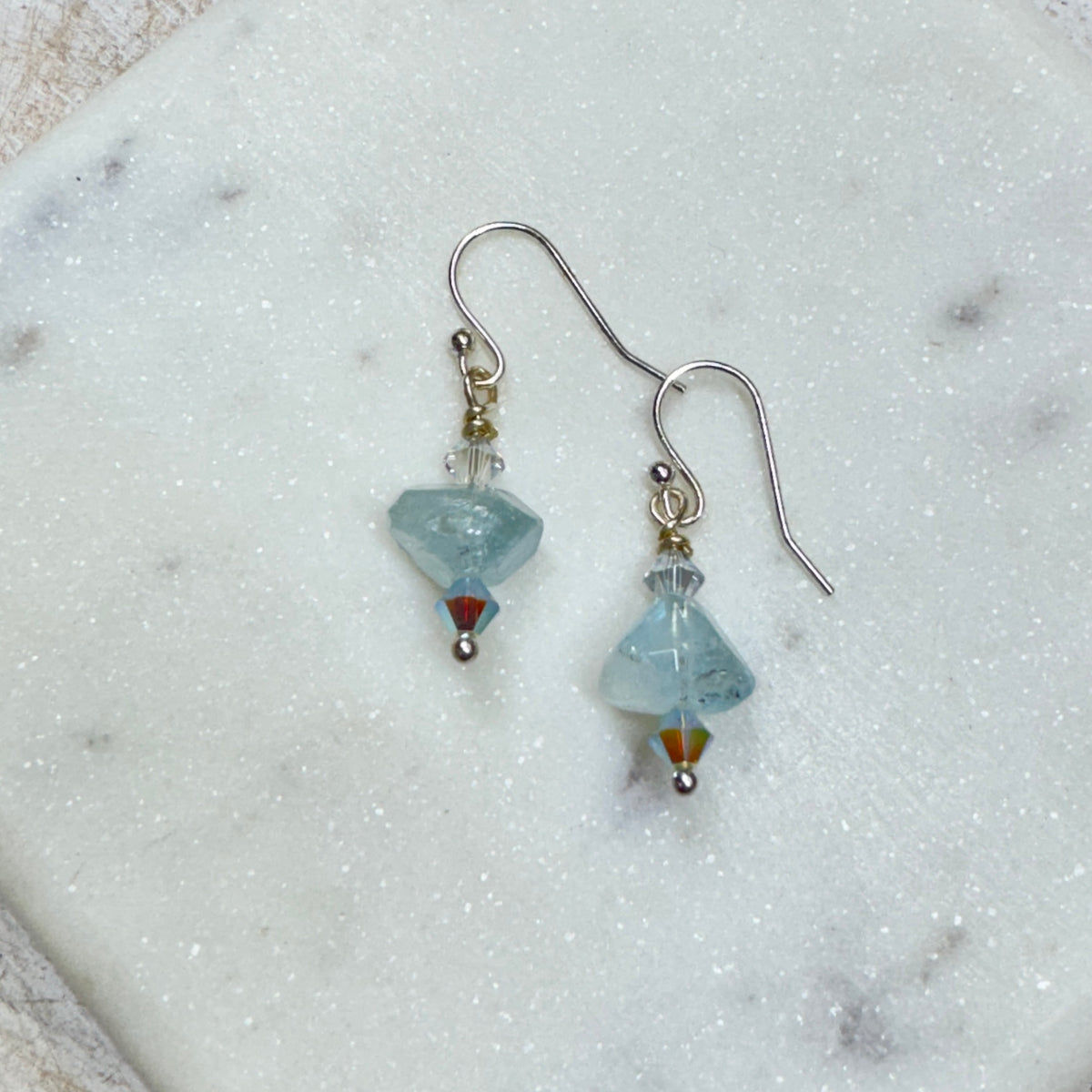 Aquamarine & Crystal Earrings