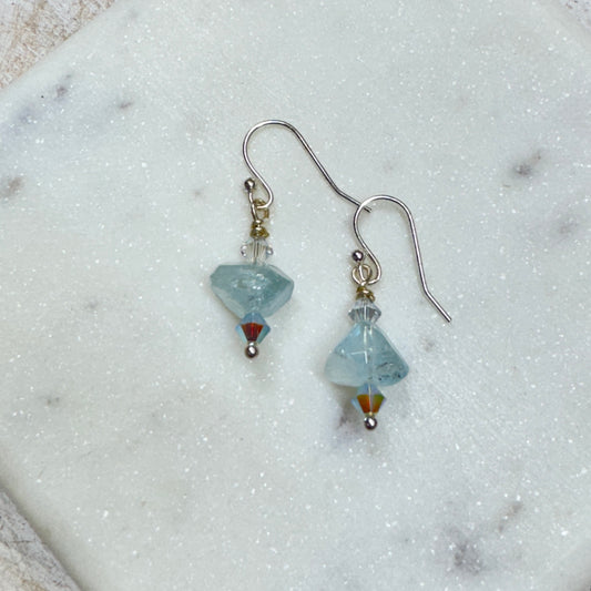 Aquamarine & Crystal Earrings