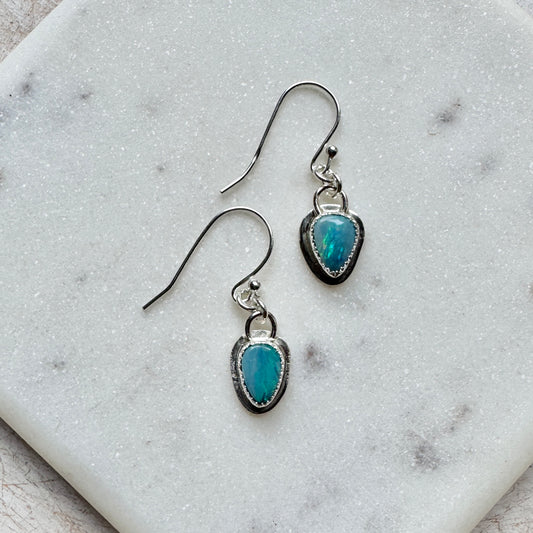 Australian Blue Opal Teardrop Earrings
