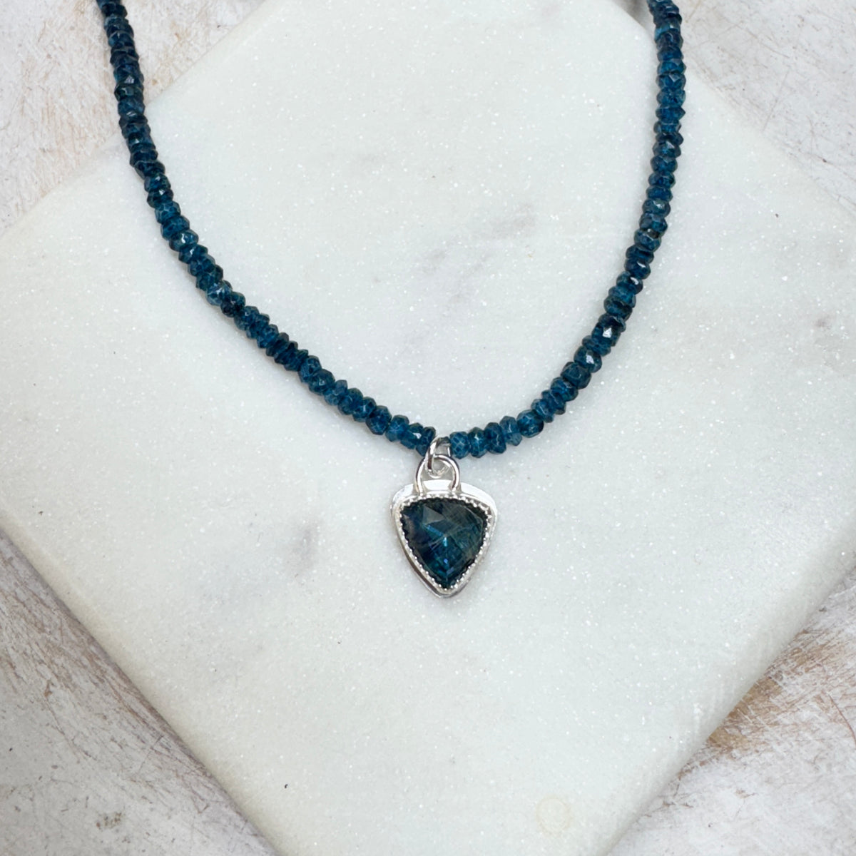 Bi-Color Blue Kyanite & London Blue Topaz Gemstone Beaded Necklace