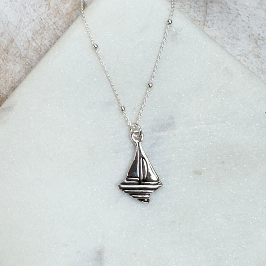 Silver Sailboat Necklace