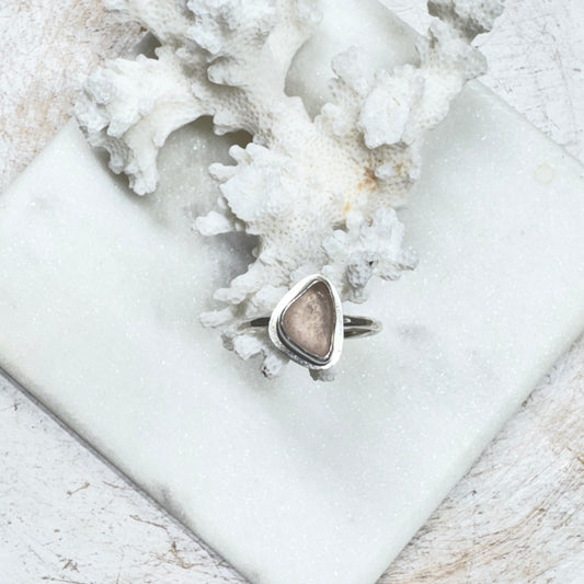Pink Sea Glass Stacking Ring- Size 7.5