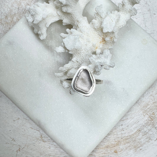 Lavender Sea Glass Stacking Ring- Size 7.5