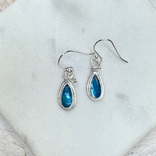 Pariba Blue Kyanite Teardrop Silver Earrings