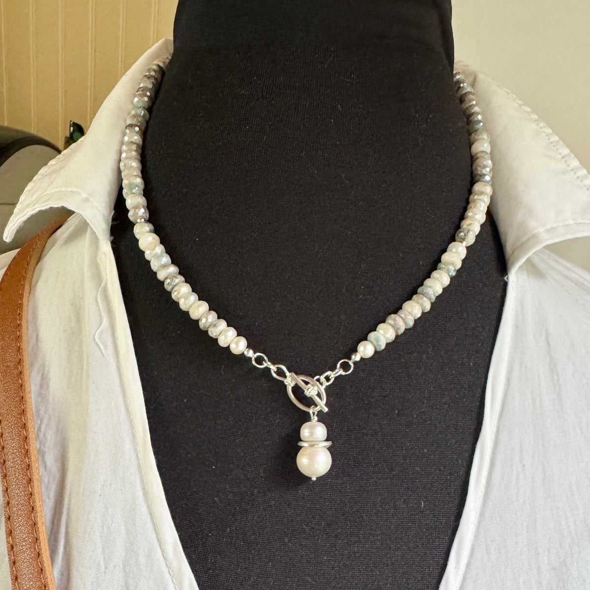 Moonstone & Pearl Toggle Front Necklace