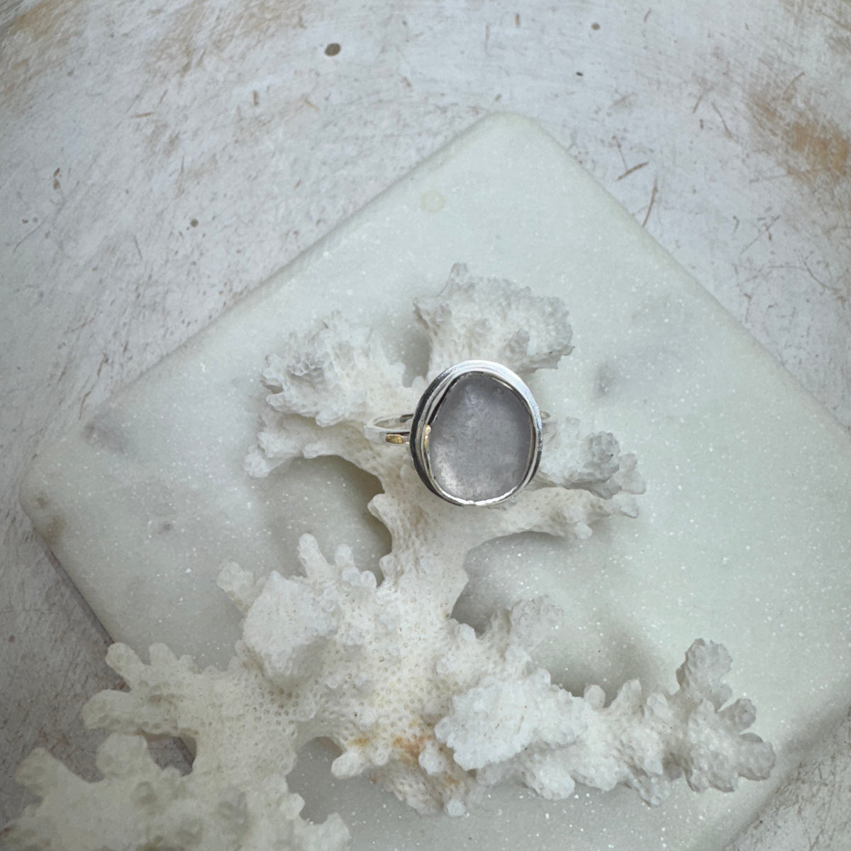 Reserve Order- Lavender Sea Glass Ring- Michelle D.