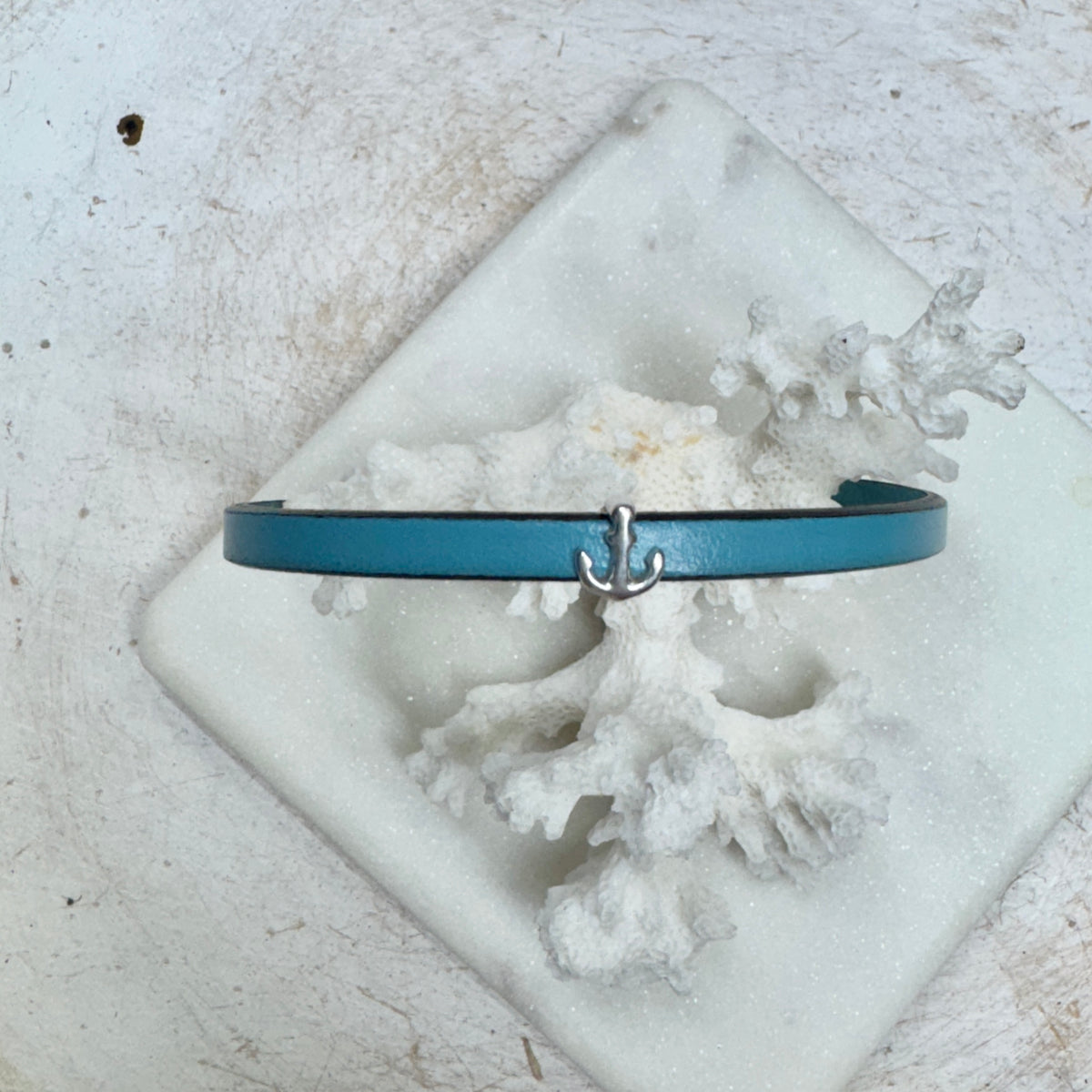 Anchor Thin Leather Bracelet