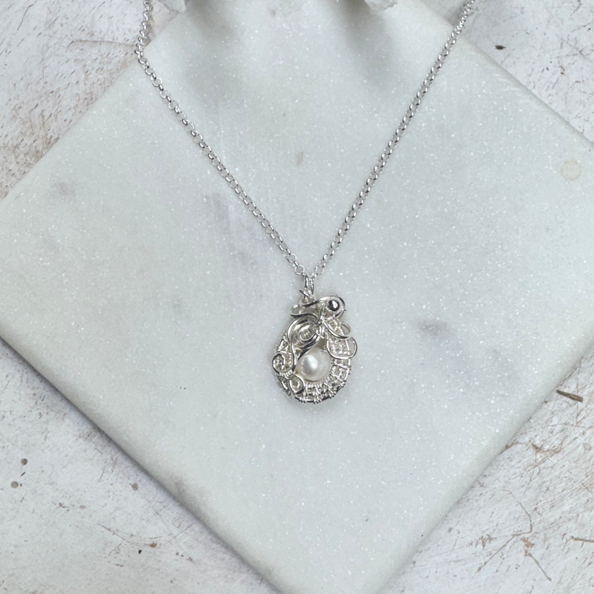 Oceans Breath Woven Pearl Necklace