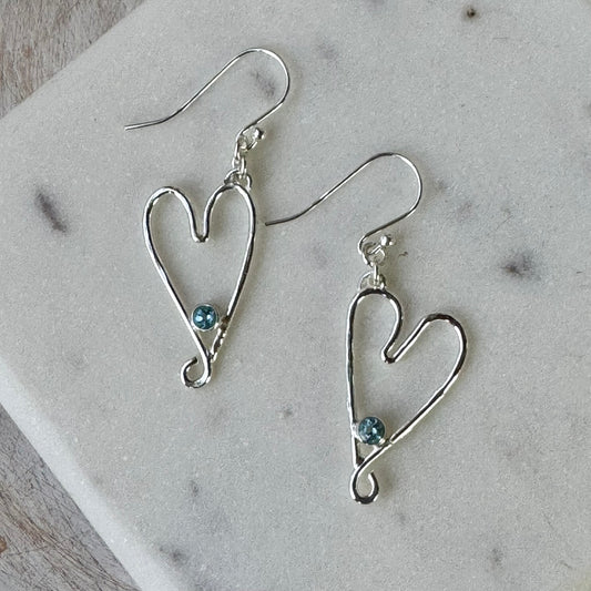 Swiss Blue Topaz Floating Heart Earrings