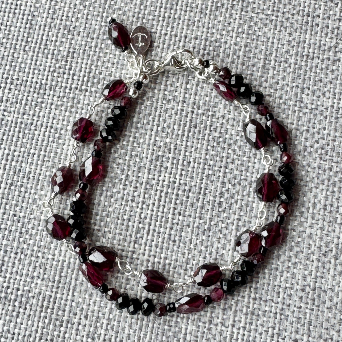 Garnet & Black Onyx Double Strand Bracelet