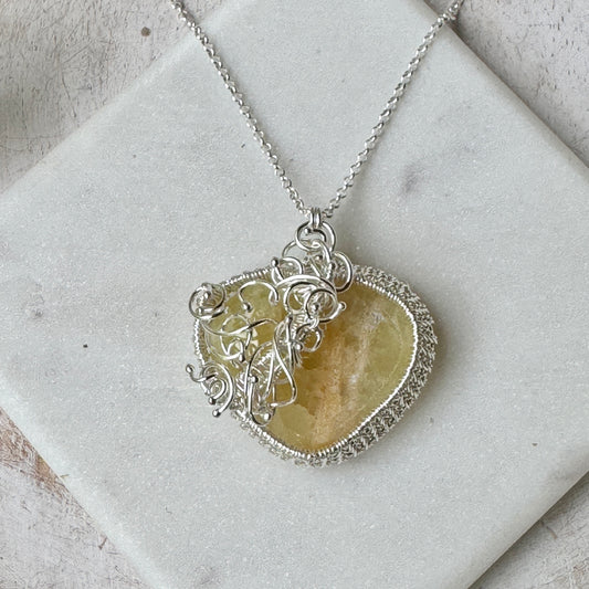 Citrine Woven Heart Necklace