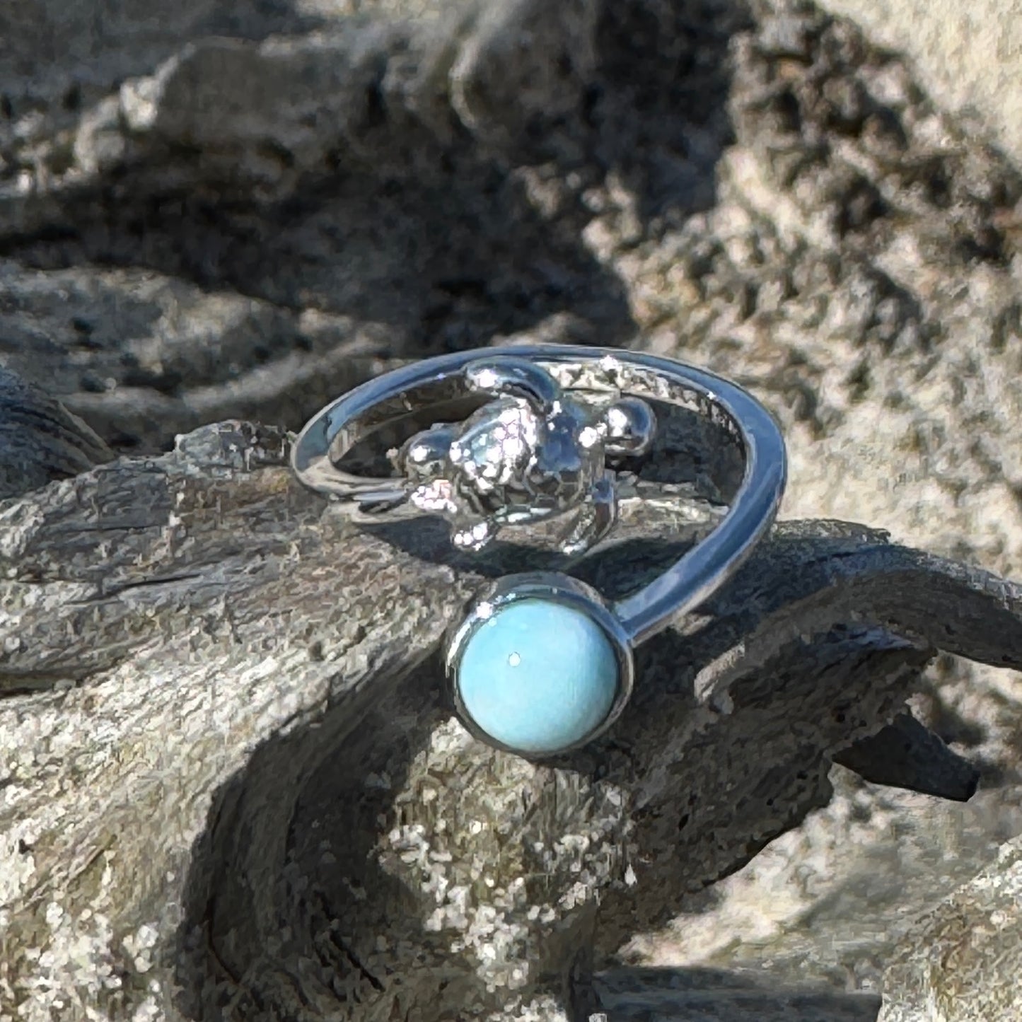 Larimar & Turtle Bypass Ring