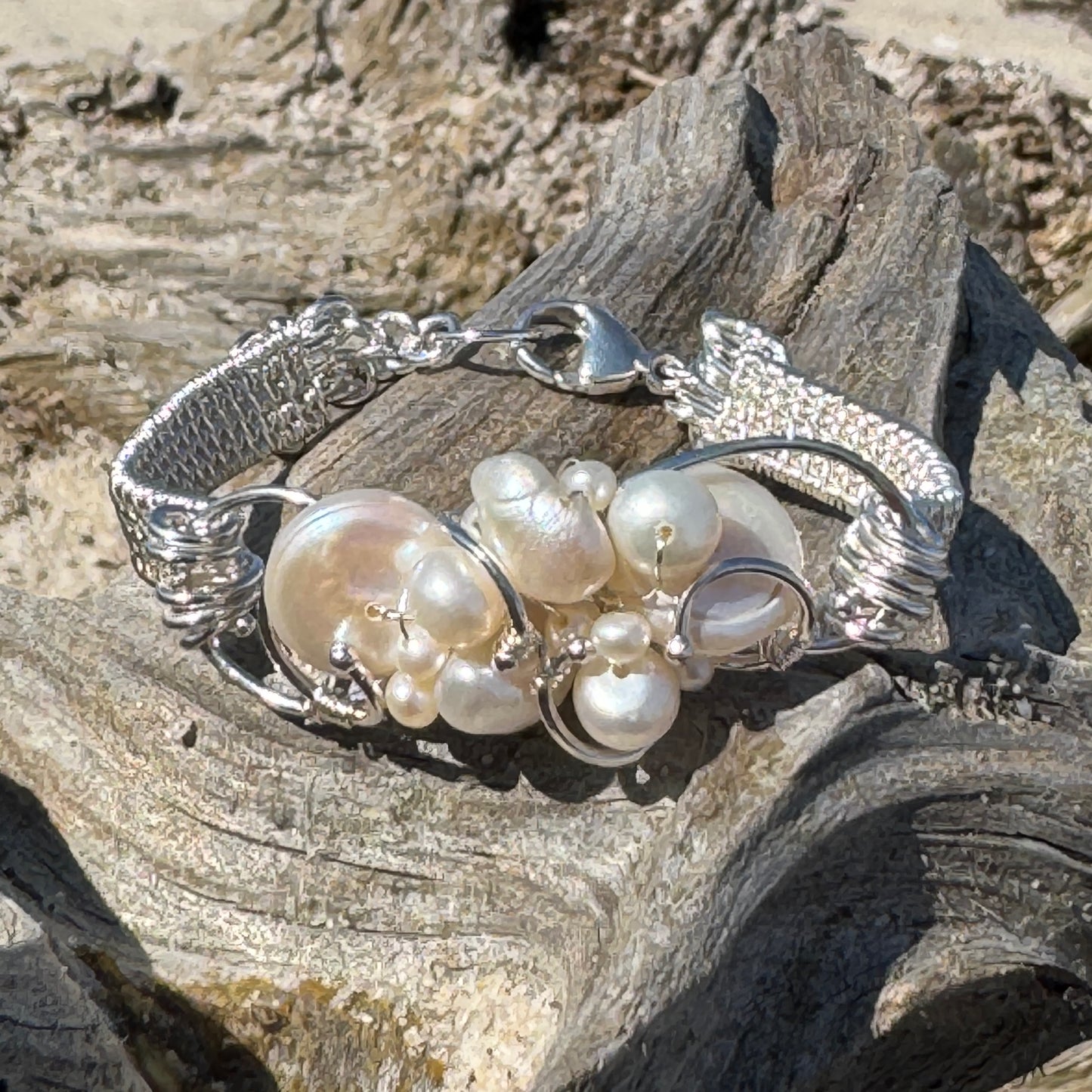 Freshwater Coin Pearl Woven Bracelet