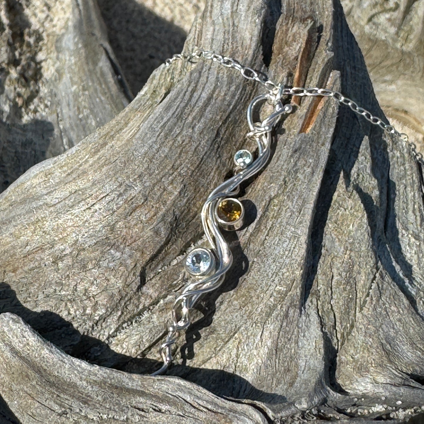Aquamarine, Citrine & Apatite River Necklace