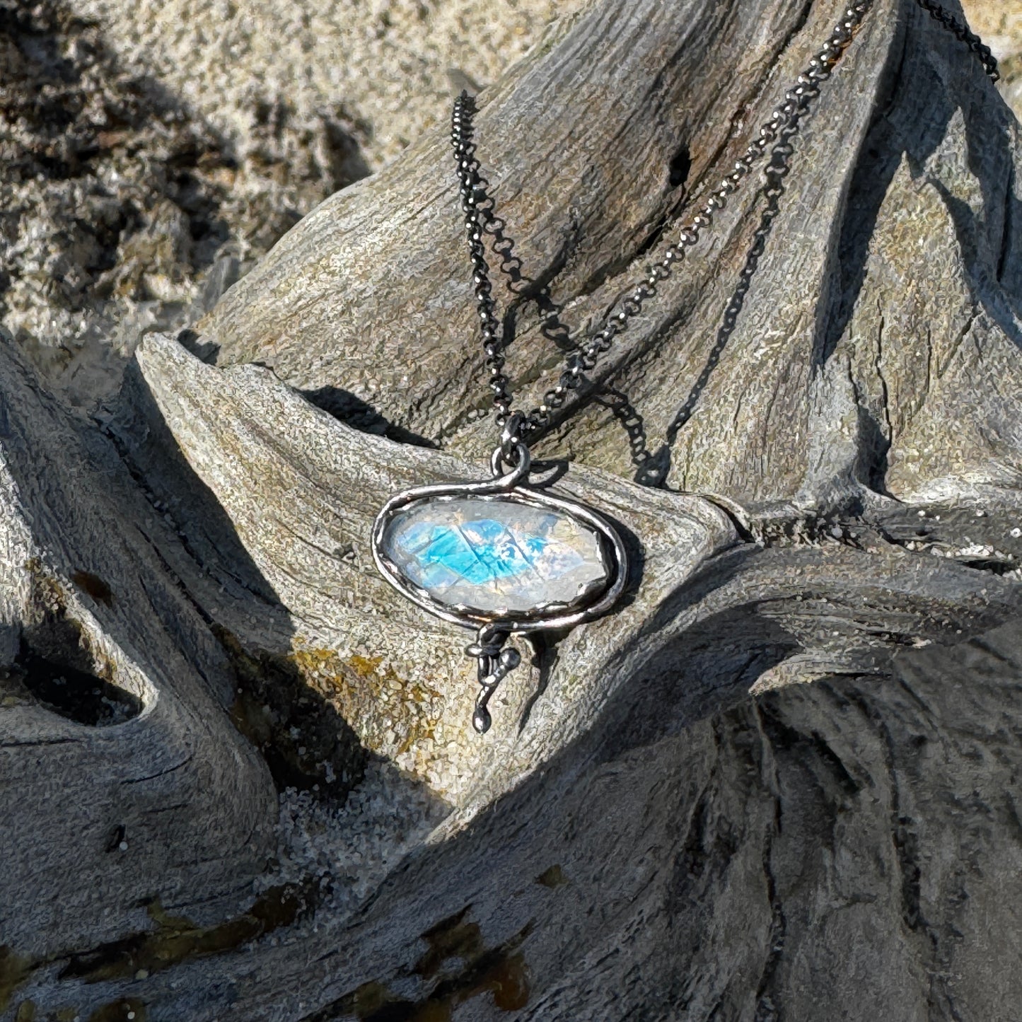 Moonstone Silver Patina'd Necklace