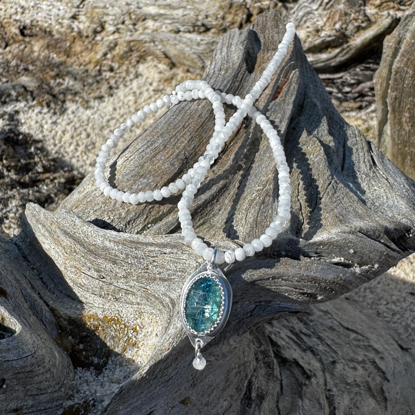 Pariba Kyanite & Moonstone Gemstone Necklace