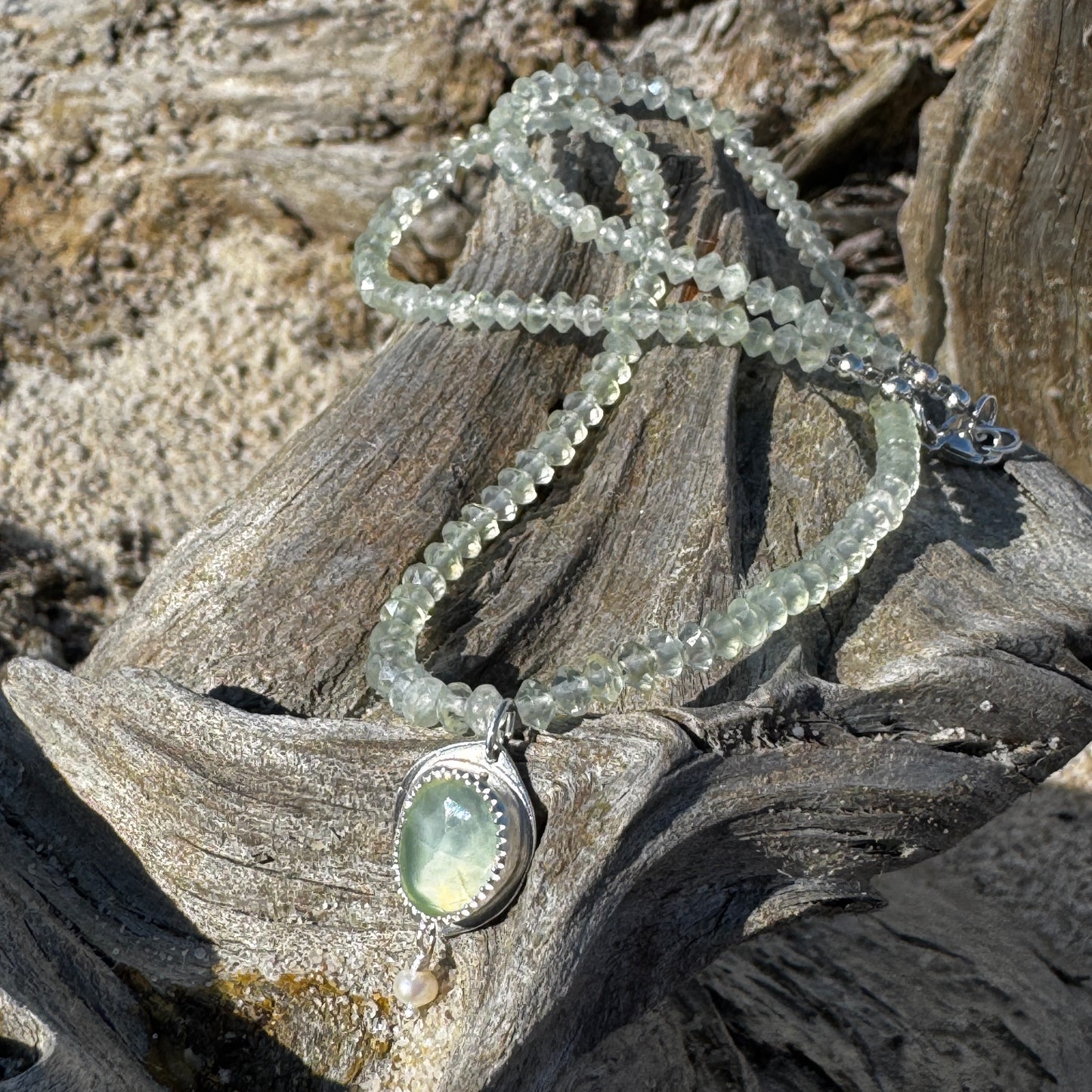 Prehnite Beaded Gemstone Necklace