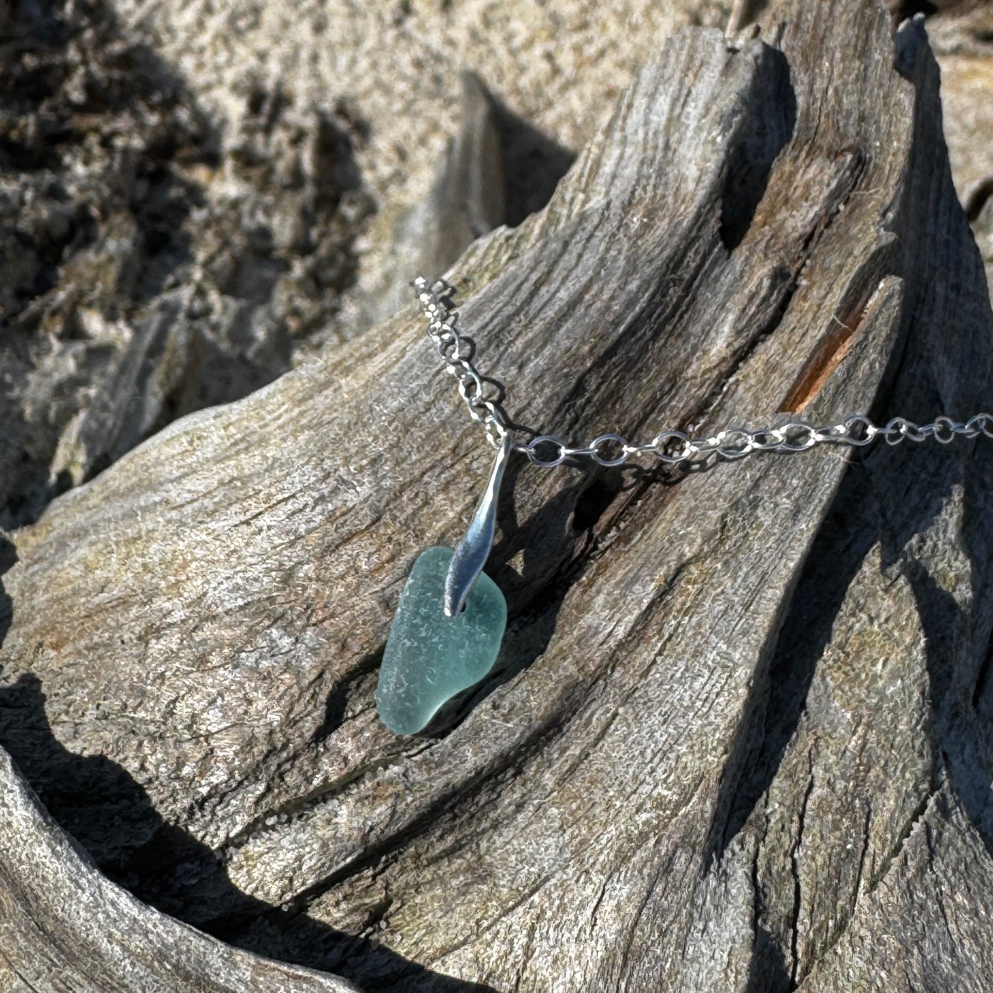 Natural Sea Glass Feather Necklace (3 Colors Available)