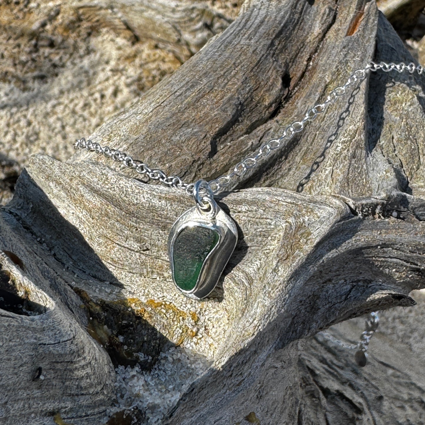 Green Seaham Sea Glass Necklace