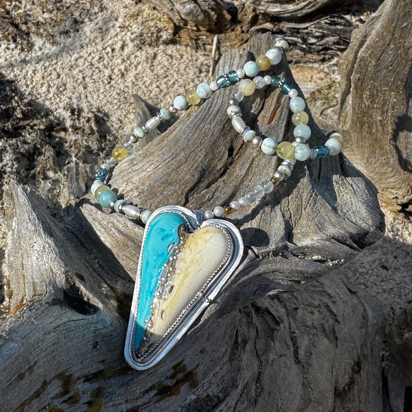 Glass Heart Beaded Necklace