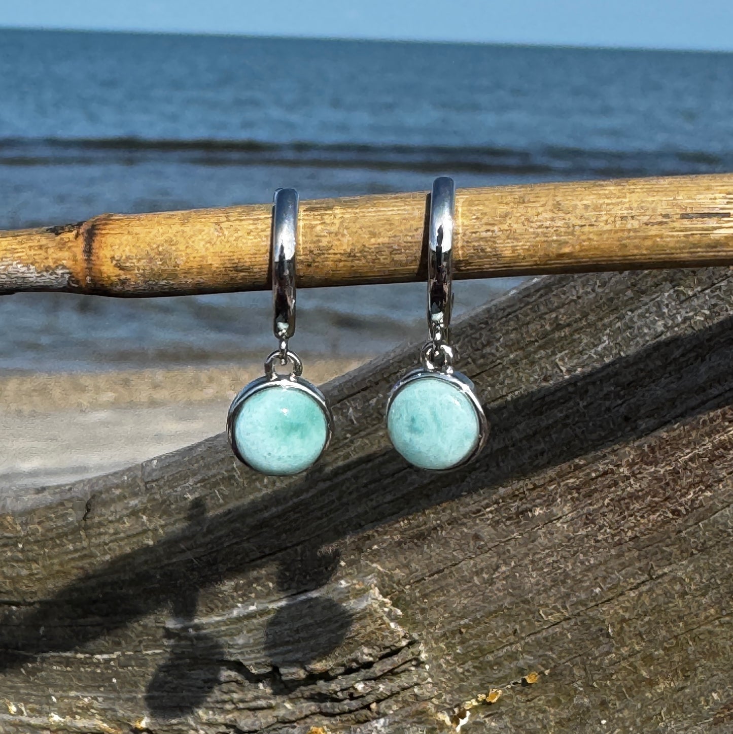 Larimar Round Earrings