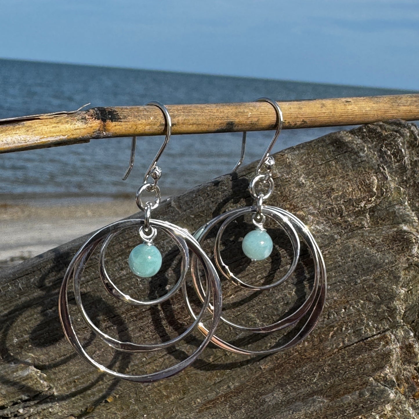 Larimar Triple Circle Earrings