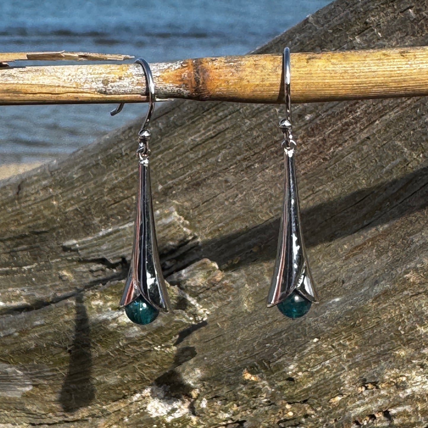 Blue Kyanite Tulip Cup Earrings