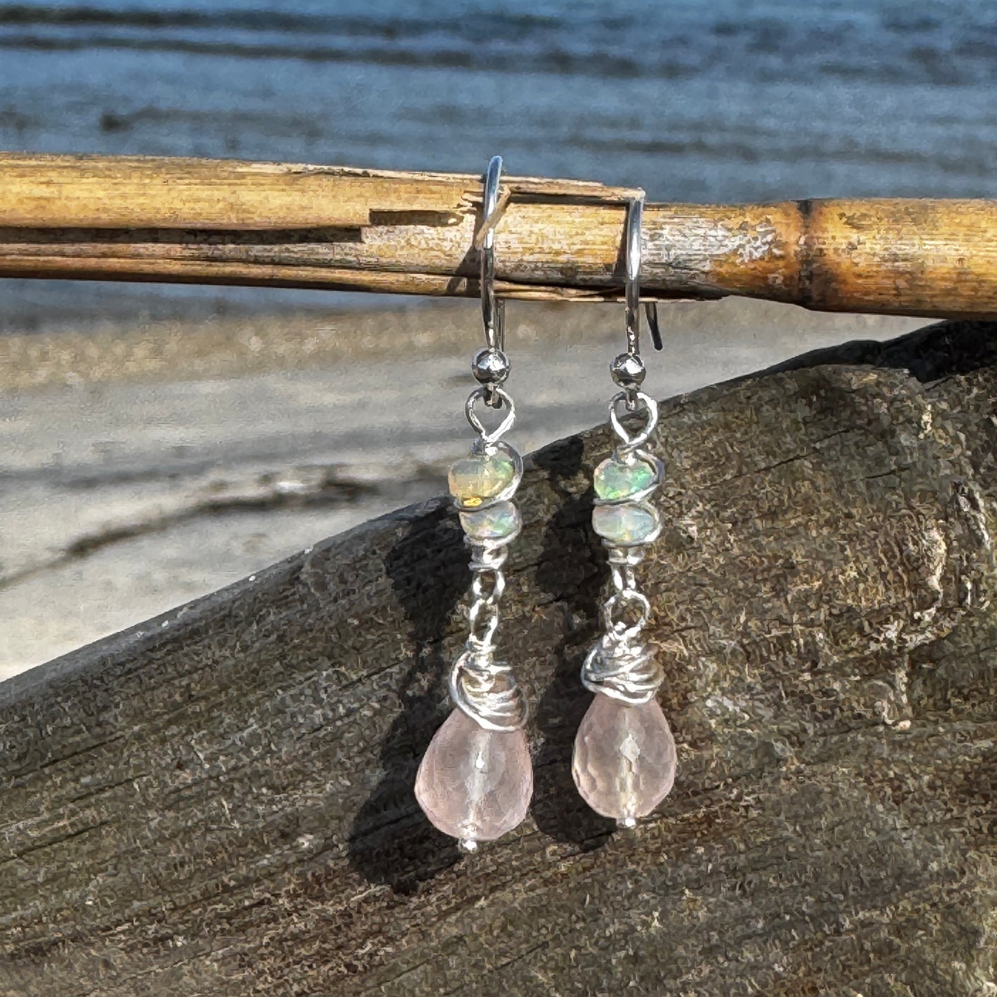 Morganite & Opal Earrings
