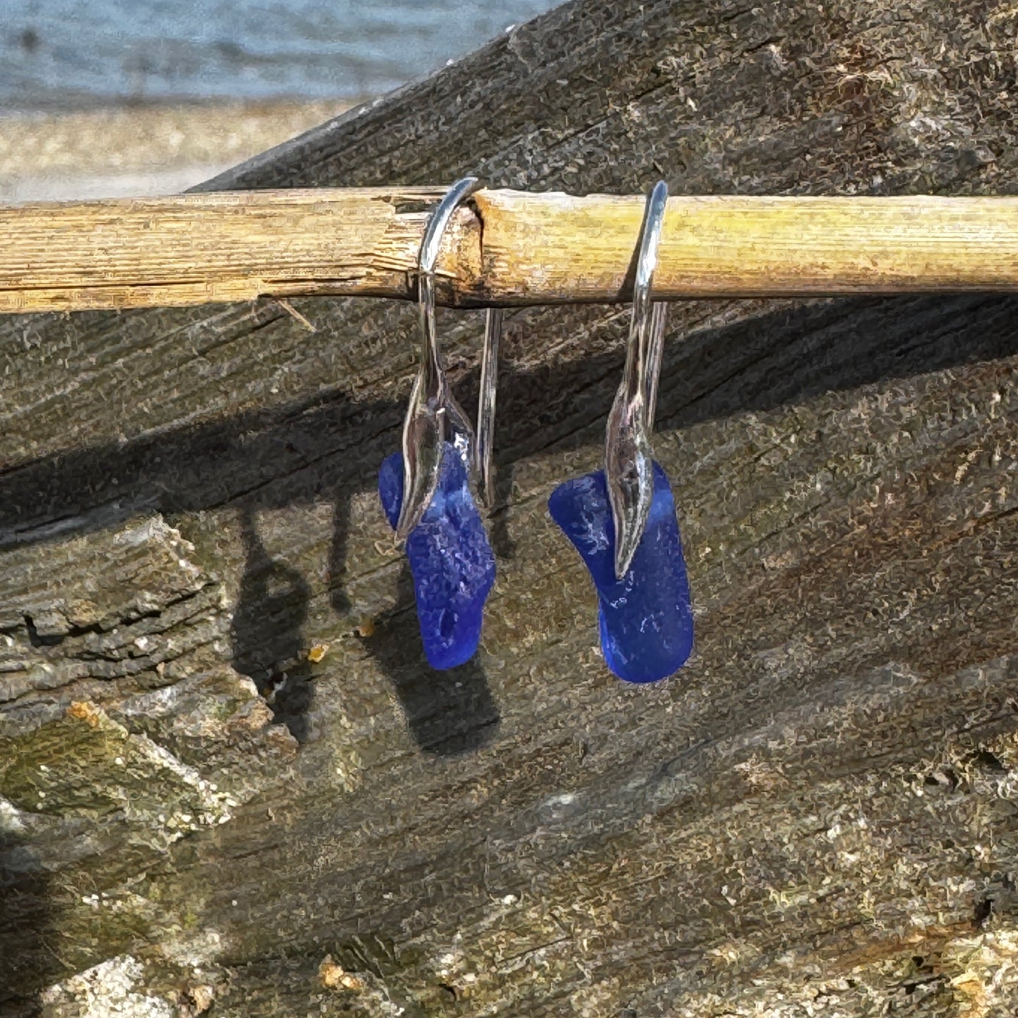 Natural Sea Glass Feather Set Earrings- 6 colors