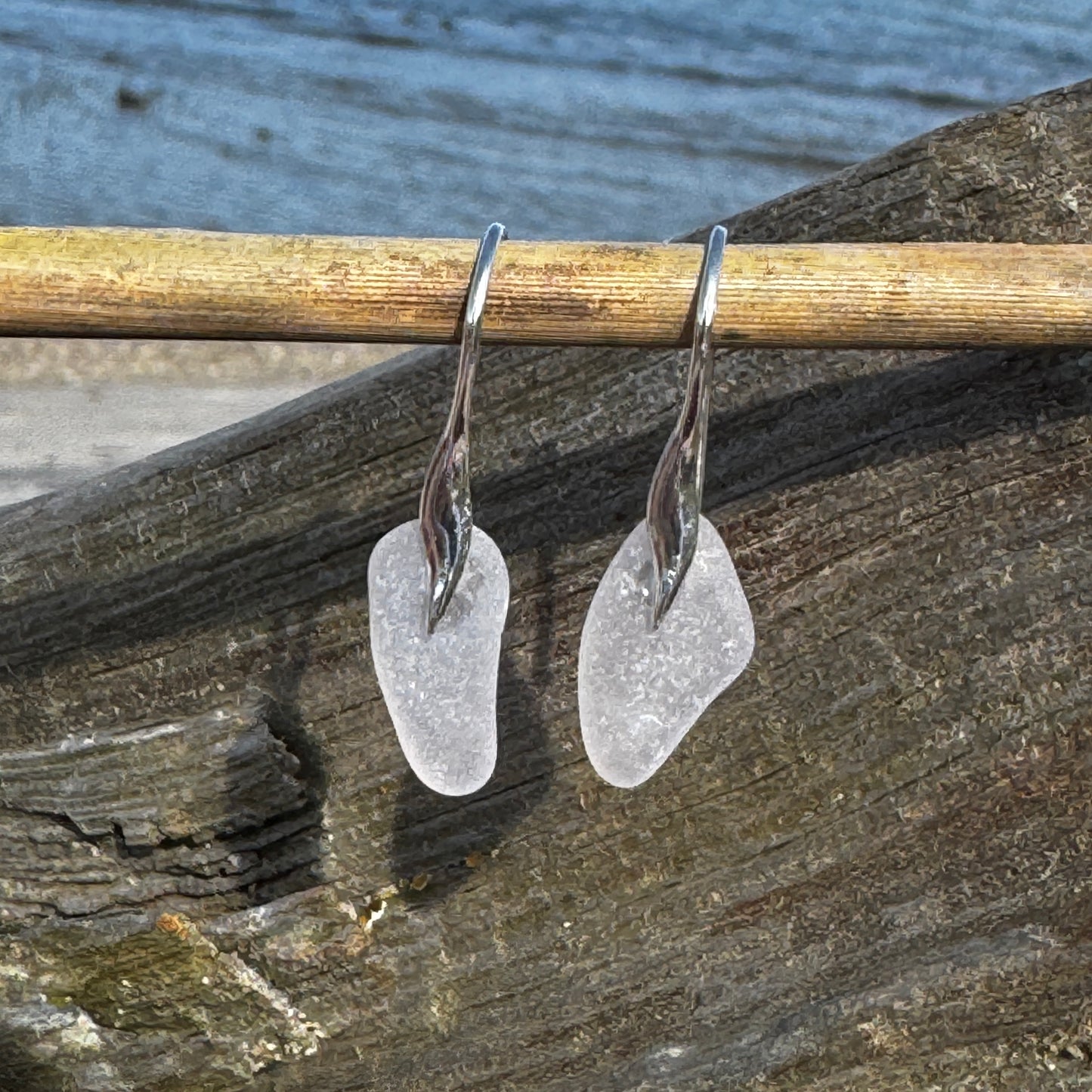 Natural Sea Glass Feather Set Earrings- 6 colors
