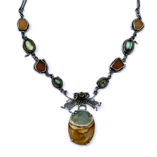 Jasper, Labradorite & Sea Glass Necklace