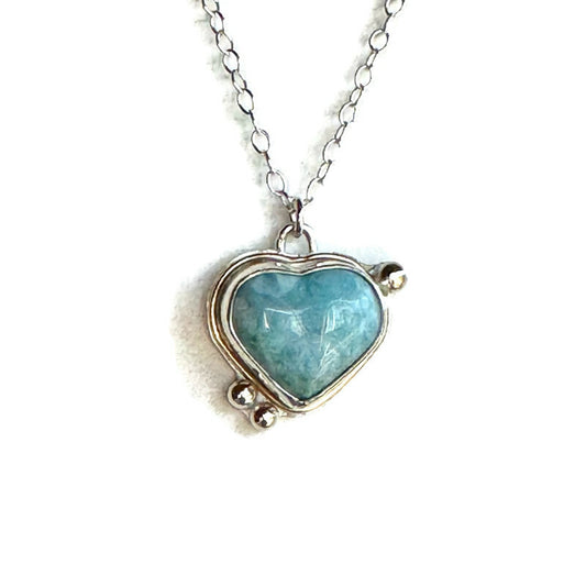 Larimar Heart Gold & Silver Necklace