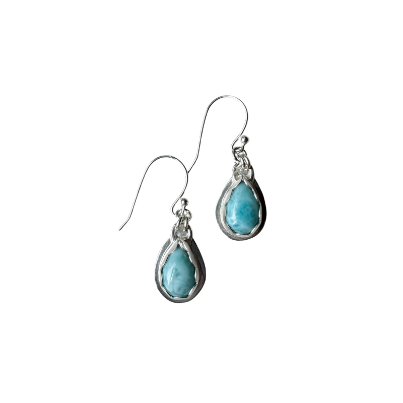 Caribbean Larimar Gemstone Everyday Earrings