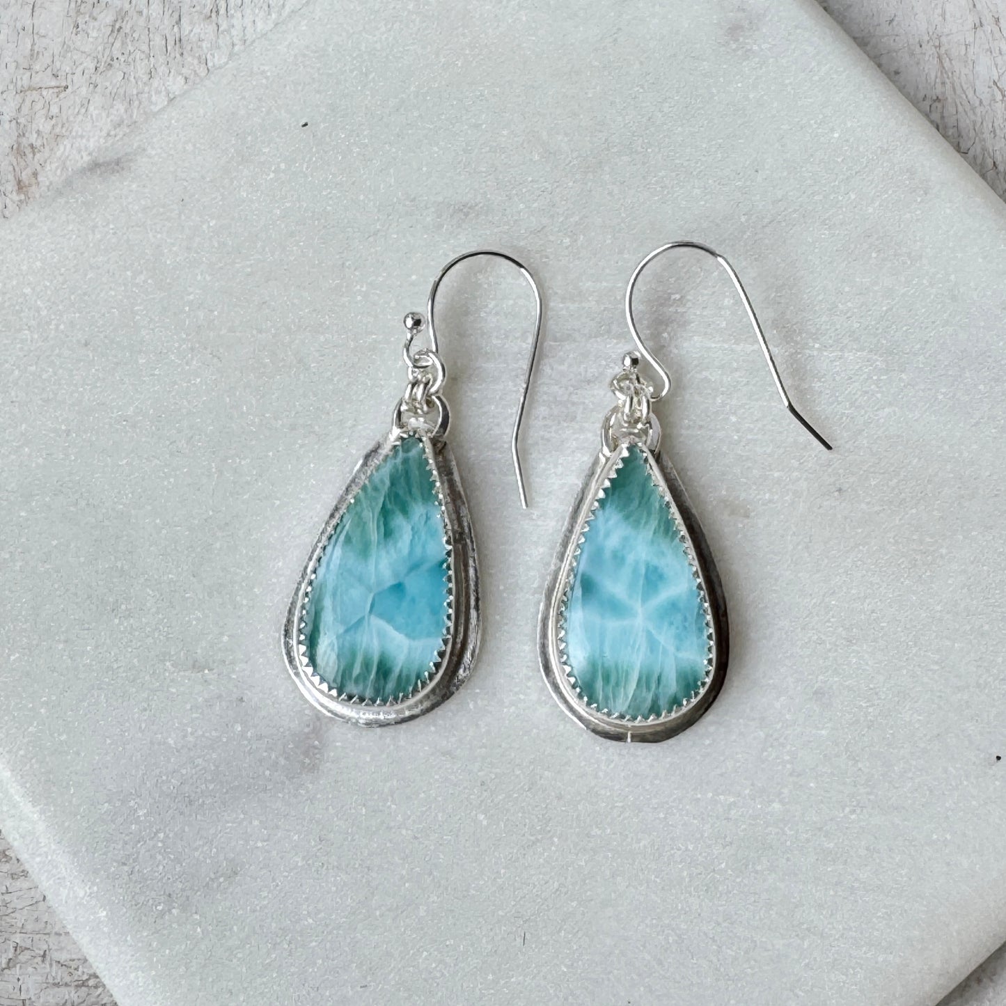 Larimar Long Teardrop Earrings