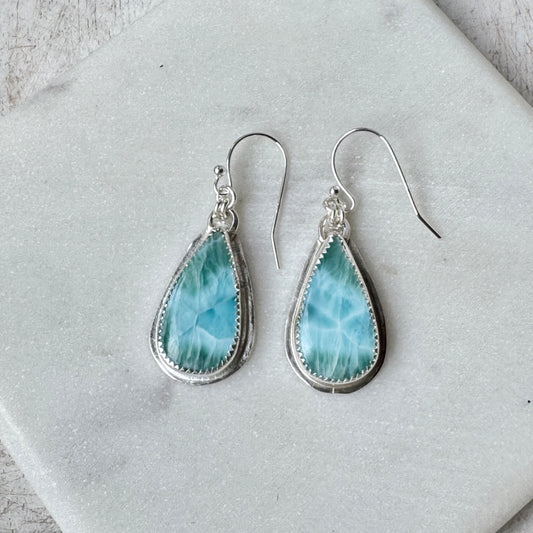 Larimar Long Teardrop Earrings