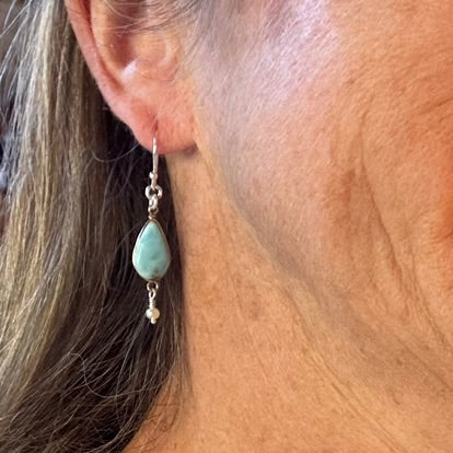 Larimar & Pearl Gold/Silver Earrings