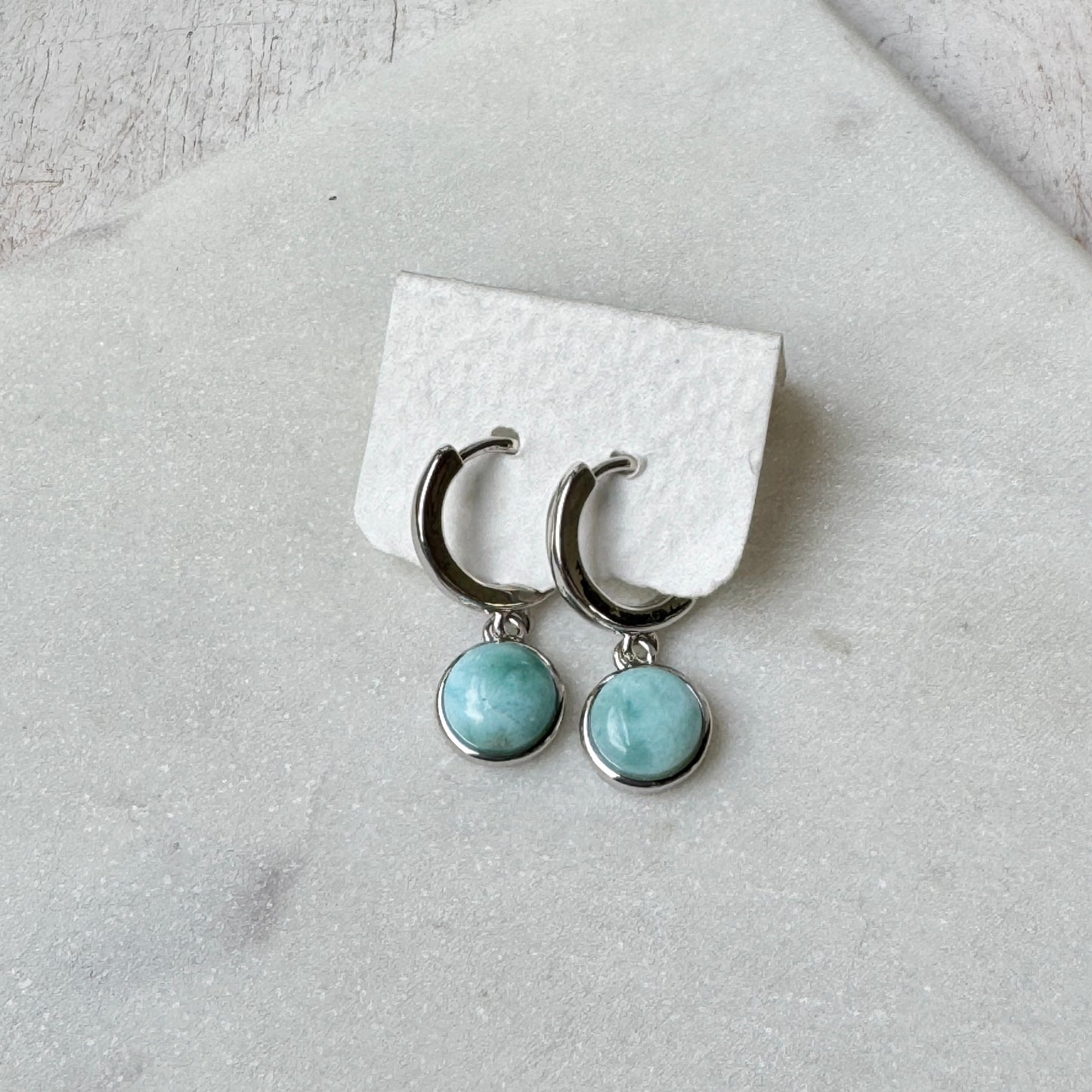 Larimar Round Earrings