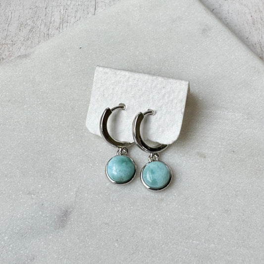 Larimar Round Earrings