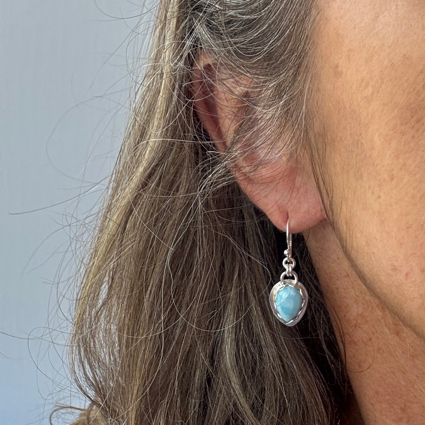 Caribbean Larimar Gemstone Everyday Earrings
