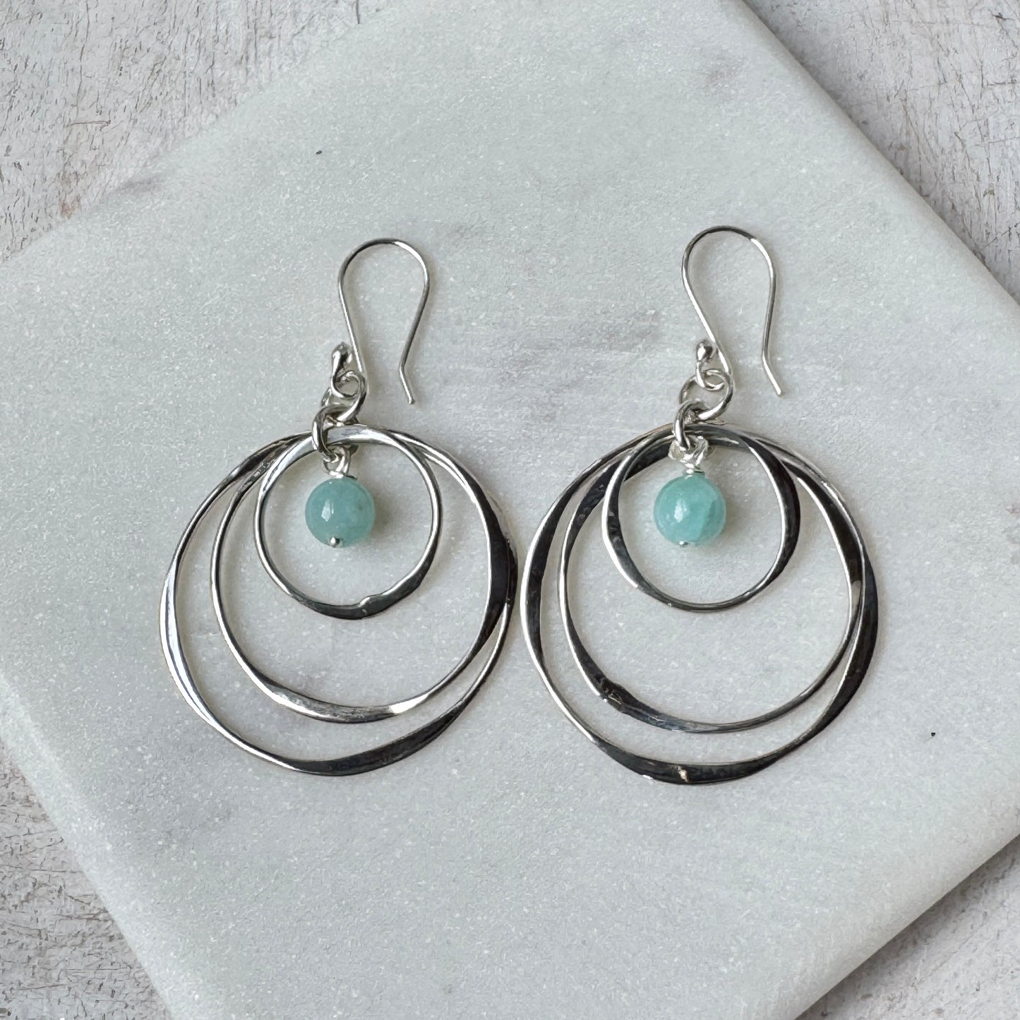 Larimar Triple Circle Earrings
