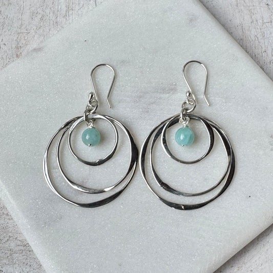Larimar Triple Circle Earrings