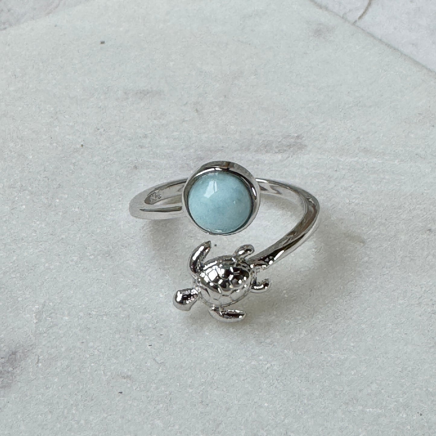 Larimar & Turtle Bypass Ring