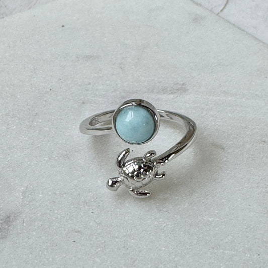 Larimar & Turtle Bypass Ring