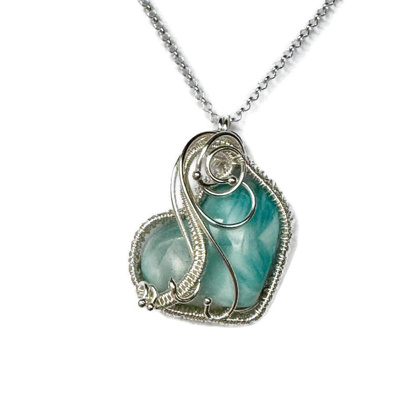 Larimar Heart Woven Necklace