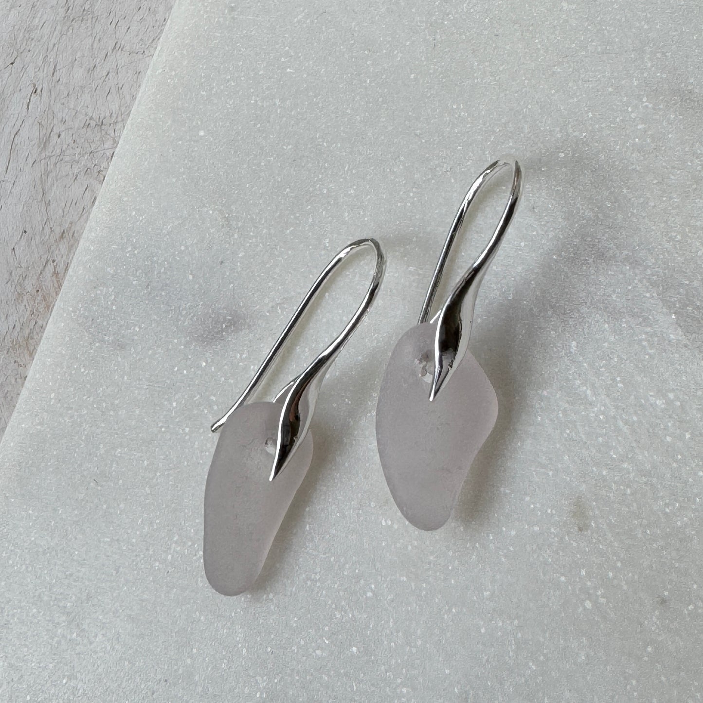 Natural Sea Glass Feather Set Earrings- 6 colors