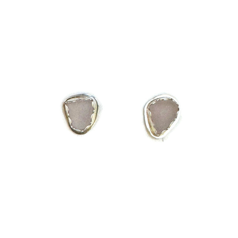Lavender Sea Glass Post Earrings