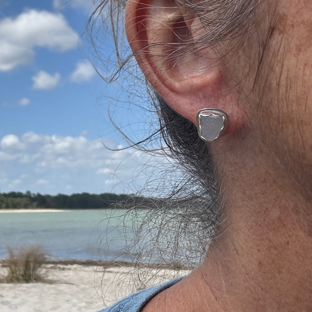 Lavender Sea Glass Post Earrings