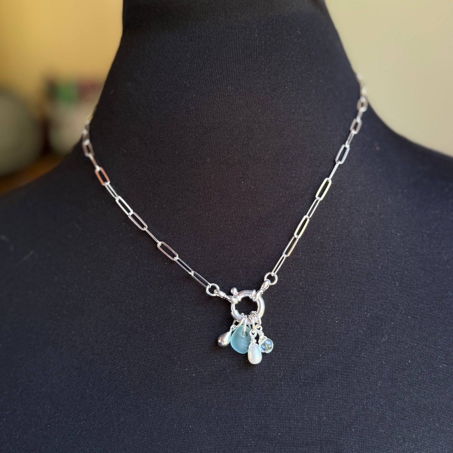 Mariners Sterling Silver Necklace with Paperclip Chain