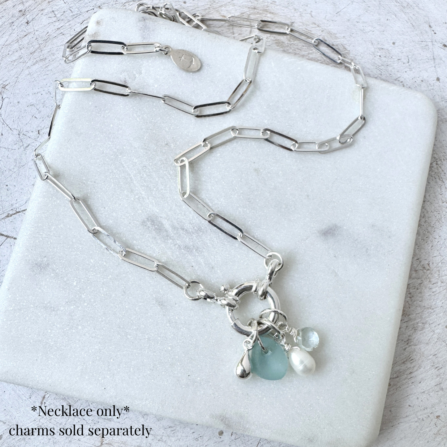 Mariners Sterling Silver Necklace with Paperclip Chain